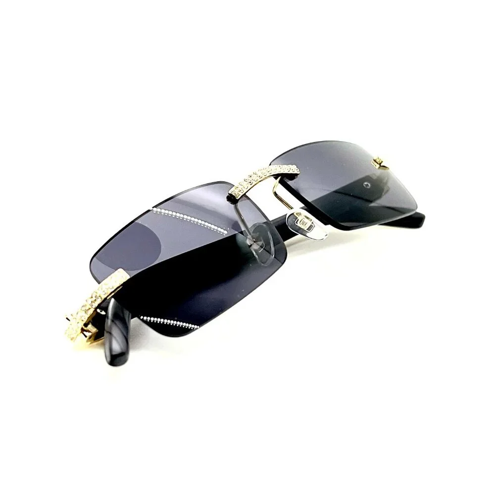 Men Sunglasses Square Black Lens Fashion Diamond Bling Hip Hop Style Lentes‎ New